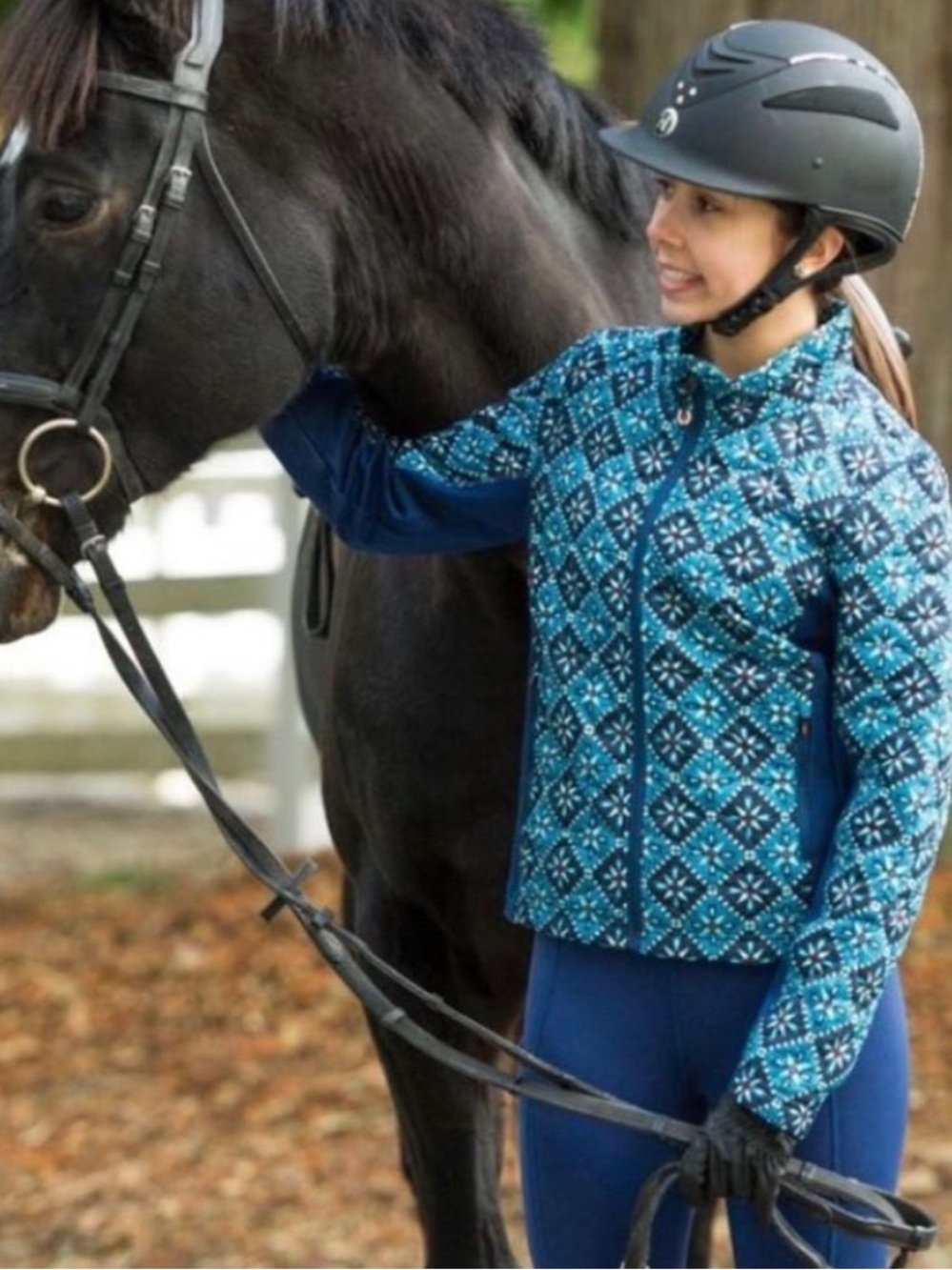 Kerrits Girls Riding Equestrian Jacket w/ Pocket Large EUC Quilted Mosaic Print